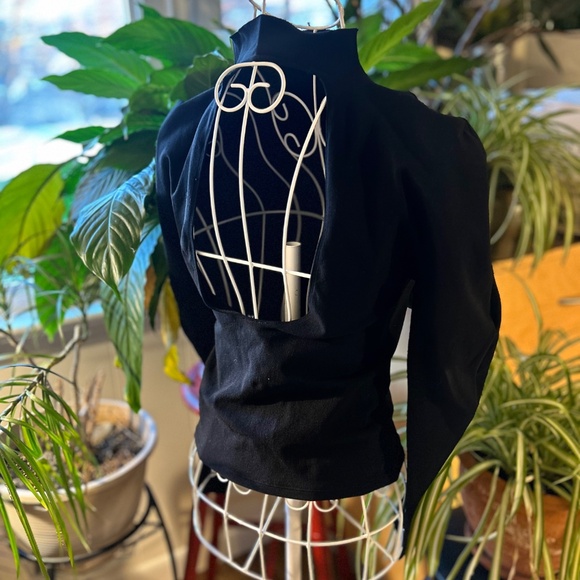 Open back mock turtleneck cropped top - Picture 2 of 2